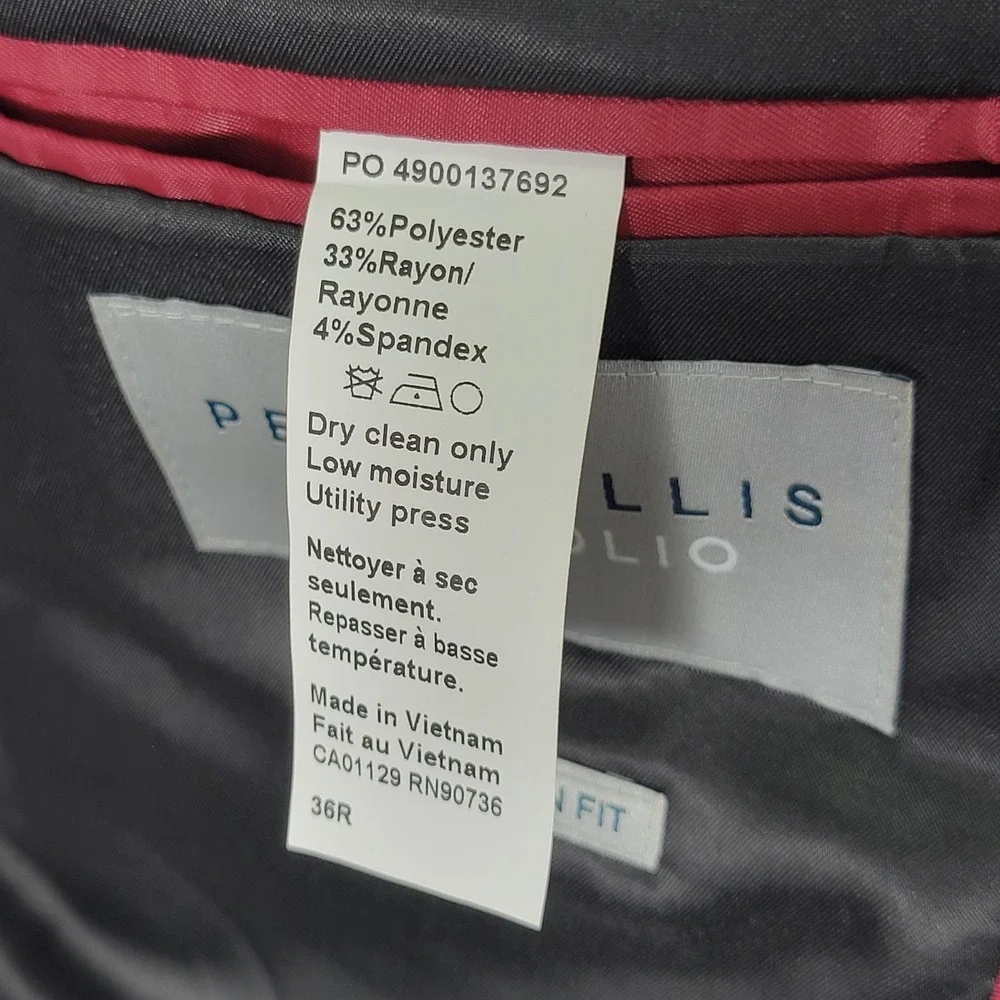 Perry‎ Ellis Portfolio Men's Sport Coat Blazer Two Button Black Stretch 36R NEW
